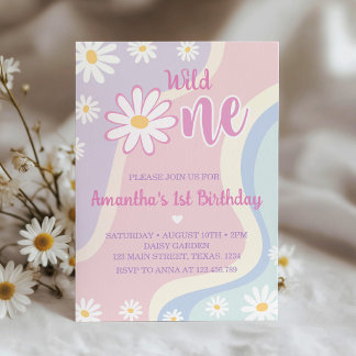 Groovy Boho Daisy Einladung zum 1. Geburtstag