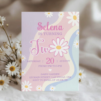 Groovy Boho Daisy Einladung zum 2. Geburtstag