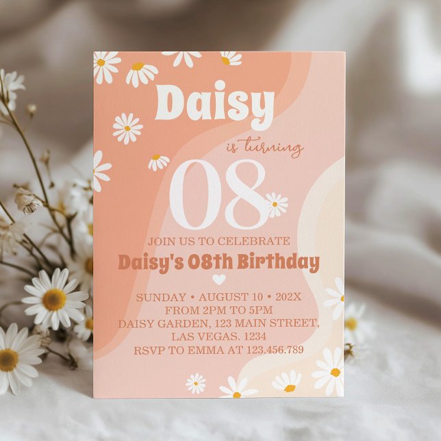 Groovy Boho Daisy zum Geburtstag Einladung jeden A (Von Creator hochgeladen)