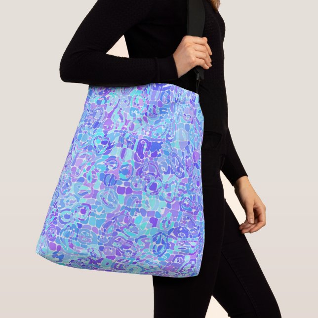 Groovy Boho Funky Quirky Abstrakt Blob Mosaic Tragetaschen Mit Langen Trägern (Von Nahem)
