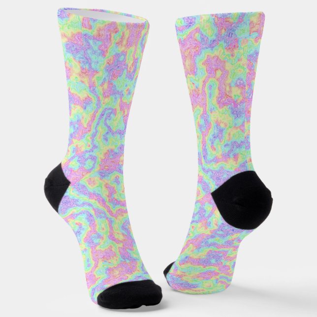 Groovy Boho Hippie Bright Pastel Rainbow Marble Socken (Gewinkelt)