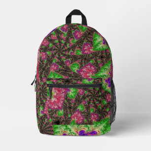 Groovy Boho Hippie Funky Spiral Fraktal Kunst Bedruckter Rucksack