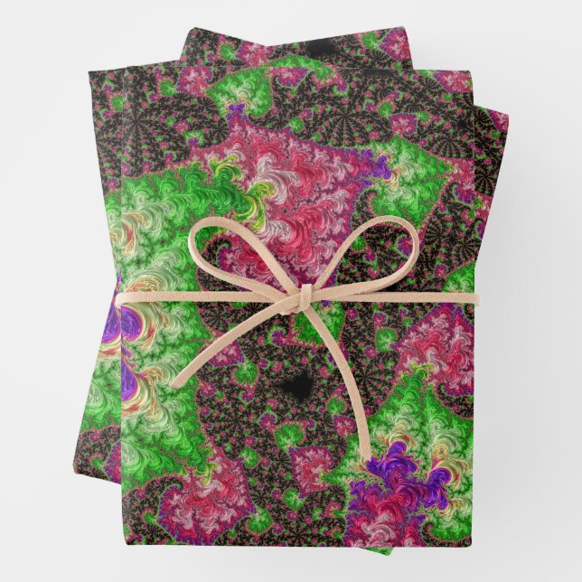 Groovy Boho Hippie Funky Spiry Fraktal Art Geschenkpapier Set (Beispiel)