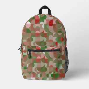 Groovy Boho Mod Retro Geometric Christmas Bedruckter Rucksack