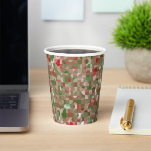 Groovy Boho Mod Retro Geometric Christmas Pappbecher