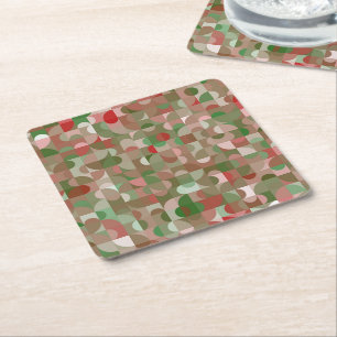 Groovy Boho Mod Retro Geometric Christmas Rechteckiger Pappuntersetzer