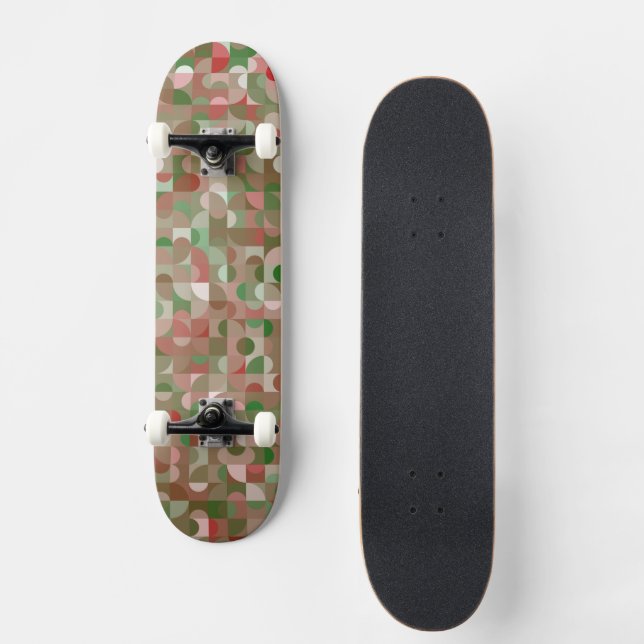 Groovy Boho Mod Retro Geometric Christmas Skateboa Skateboard (Vorderseite)