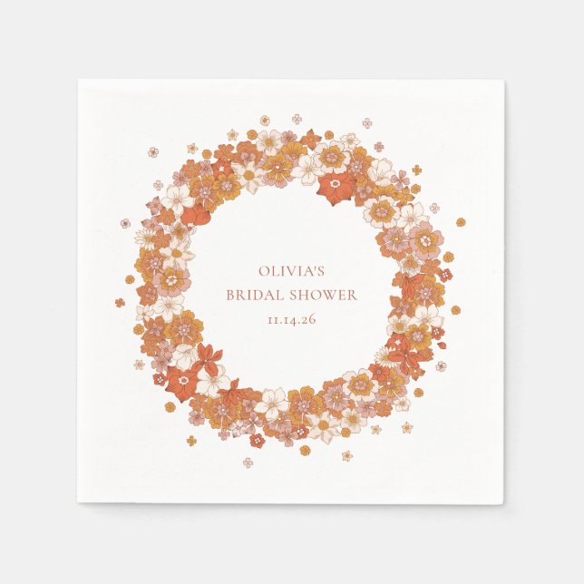 Groovy Boho Orange Brautparty Custom Serviette (Vorderseite)