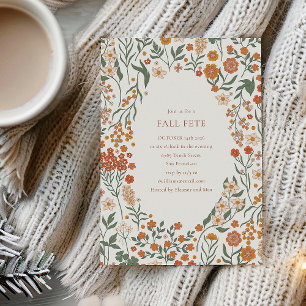 Groovy Boho Orange Wildblume Whimsy Fall Fete Einladung