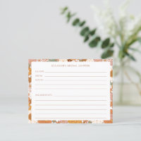 Groovy Boho Orange Wildflower Dusche Rezeptkarte