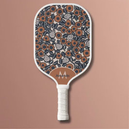 Groovy Boho Retro Floral Hippie Modern Monogram Pickleball Schläger