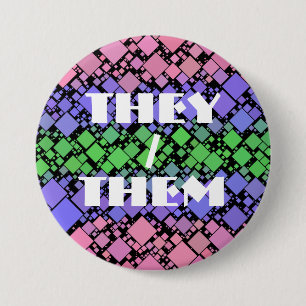 Groovy Boho Retro Mod Geometric Trigender Pride Button
