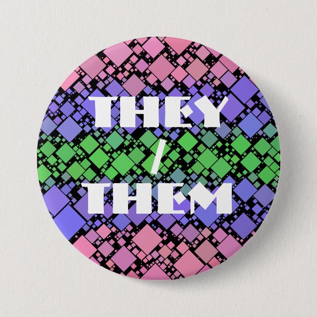Groovy Boho Retro Mod Geometric Trigender Pride Button (Vorderseite)