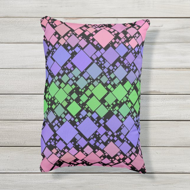 Groovy Boho Retro Mod Geometric Trigender Pride Kissen Für Draußen (Rückseite(Vertikal))