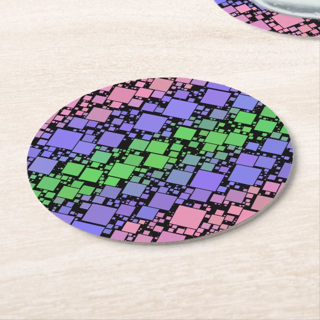 Groovy Boho Retro Mod Geometric Trigender Pride Runder Pappuntersetzer (Angewinkelt)