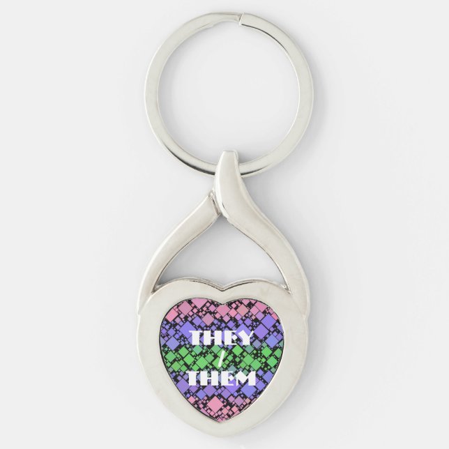 Groovy Boho Retro Mod Geometric Trigender Pride Schlüsselanhänger (Vorderseite)