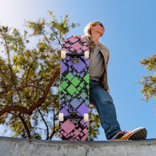 Groovy Boho Retro Mod Geometric Trigender Pride Skateboard (Außenbereich 1)