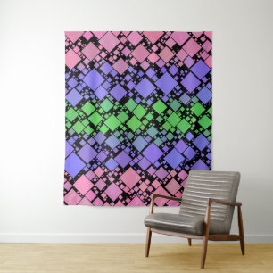 Groovy Boho Retro Mod Geometric Trigender Pride Wandteppich