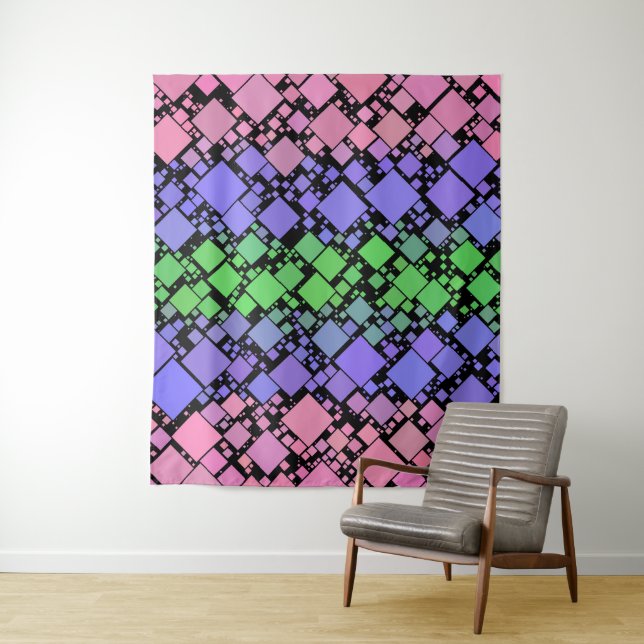 Groovy Boho Retro Mod Geometric Trigender Pride Wandteppich (Beispiel)
