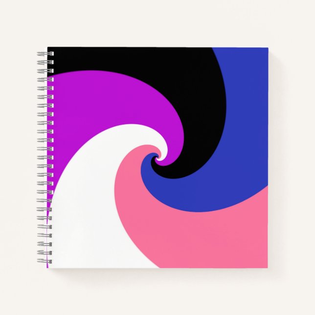 Groovy Boho Spiral Abstrakt Genderfluid-Druckflagg Notizbuch (Vorderseite)