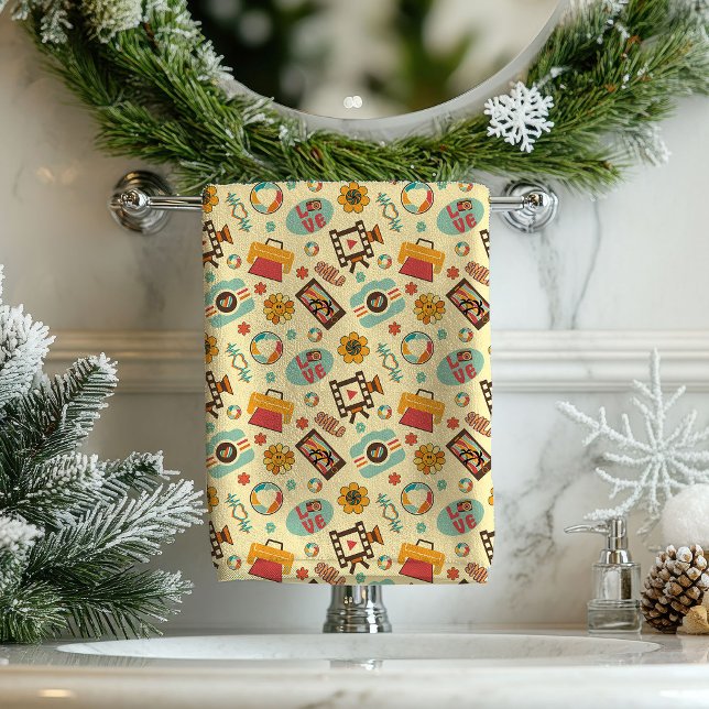 Groovy Boho Towel Retro Swirls for Your Spa Badhandtuch Set (Groovy Boho Towel Retro Swirls for Your Spa)