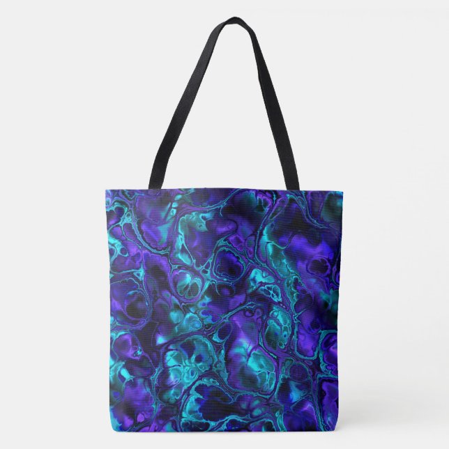 Groovy Boho Vibrant Blue Monochrome Fraktal Marmor (Vorderseite)