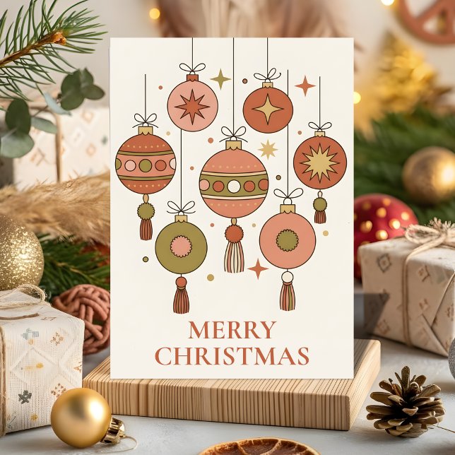 Groovy Boho Weihnachtsbaumschmuck Feiertagskarte (Von Creator hochgeladen)