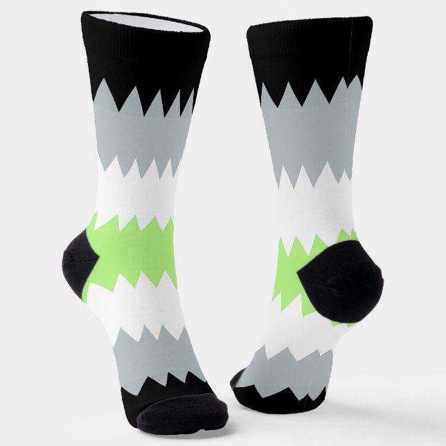 Groovy Boho ZigZag Abstrakt Agender Pride Flag Socken (Gewinkelt)