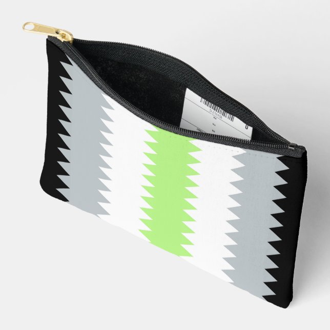 Groovy Boho ZigZag Abstrakt Agender Pride Flag Zubehörtasche (Offen)