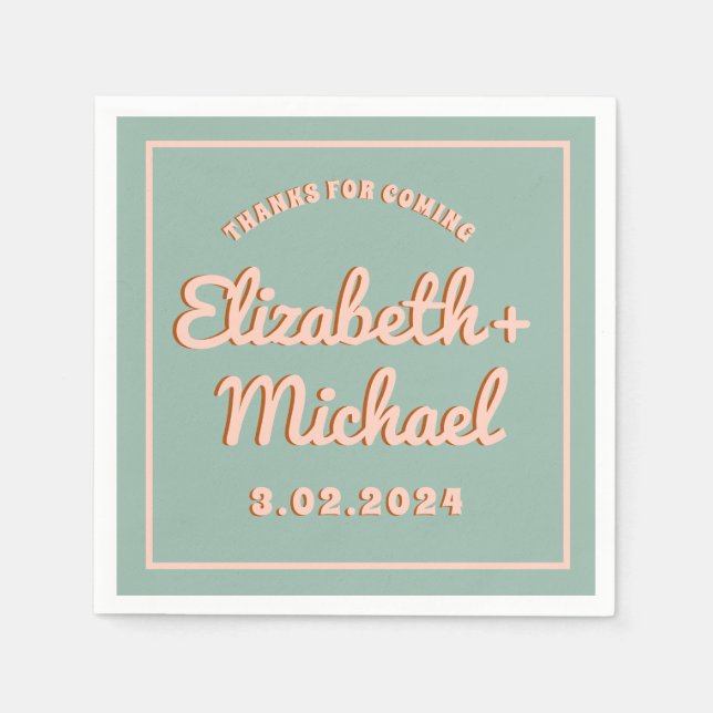 Groovy Bold Blue Pink Funky Serviette (Vorderseite)