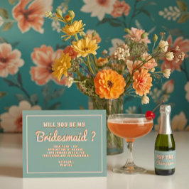 Groovy Bold Blue Pink Red Bridesmaid Vorschlag Einladung