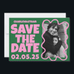 Groovy Bold Green Pink Red Funky Save The Date<br><div class="desc">Groovy Bold Green Pink Red Funky Save the Date</div>