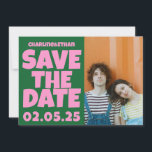 Groovy Bold Green Pink Red Funky Save The Date<br><div class="desc">Groovy Bold Green Pink Red Funky Save the Date</div>