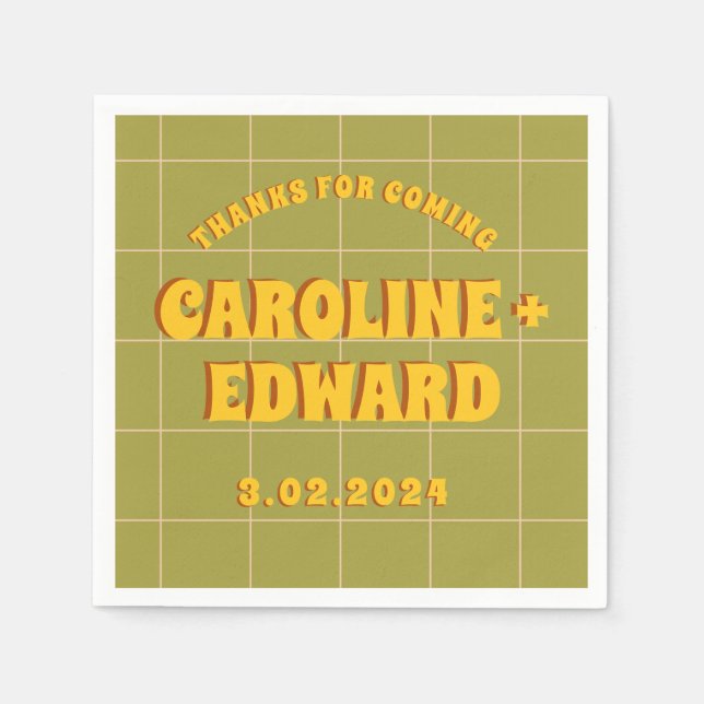 Groovy Bold Green Yellow Red Funky Serviette (Vorderseite)