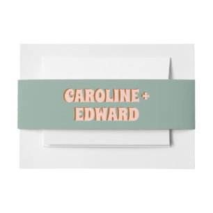 Groovy Bold Green Yellow Red Funky Wedding Einladungsbanderole