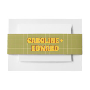 Groovy Bold Green Yellow Red Funky Wedding Einladungsbanderole