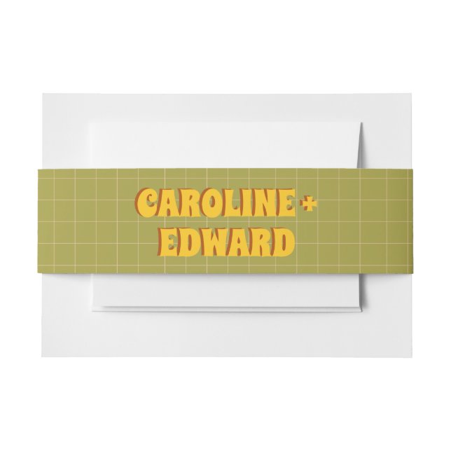 Groovy Bold Green Yellow Red Funky Wedding Einladungsbanderole (Vorderseite Beispiel)