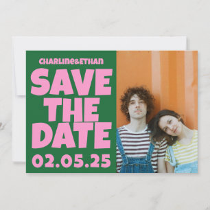 Groovy Bold Grün Pink Rot Funky  Save The Date