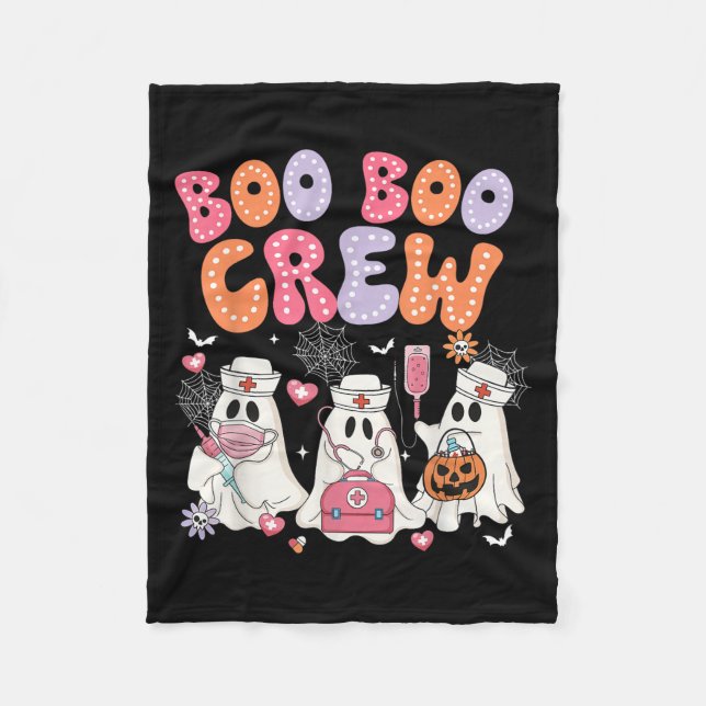 Groovy Boo Boo Crew Nurse Funny Ghost Halloween Te Fleecedecke (Vorderseite)