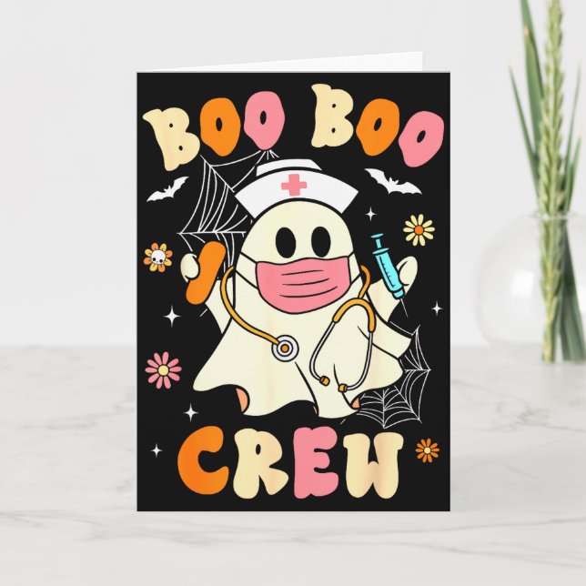 Groovy Boo Boo Crew Nurse Halloween Cute Ghost Wom Karte (Vorderseite)