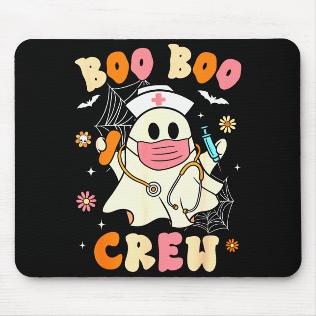 Groovy Boo Boo Crew Nurse Halloween Cute Ghost Wom Mousepad (Vorne)