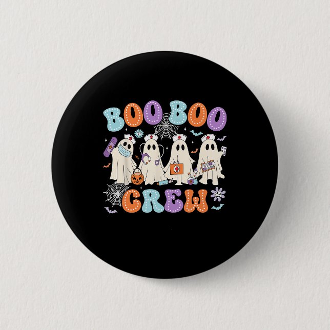 Groovy Boo Crew Nurse Funny Ghost Women Hallow Button (Vorderseite)