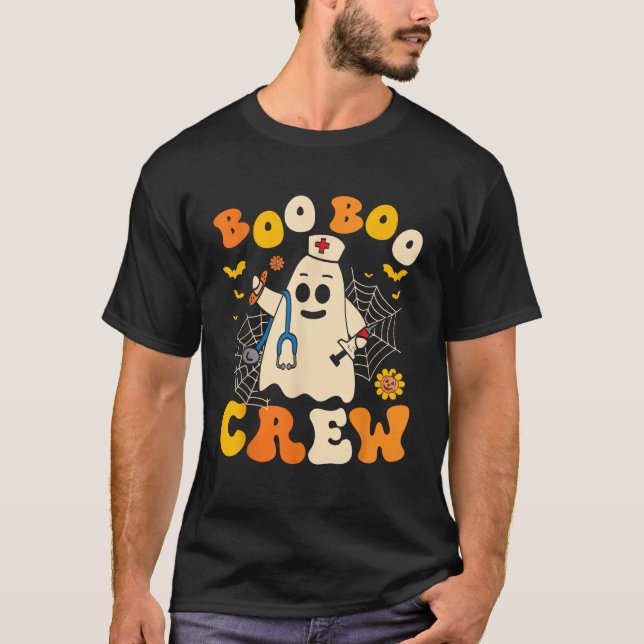 Groovy Boo Crew Nurse Funny Ghost Women Halloween  T-Shirt (Vorderseite)