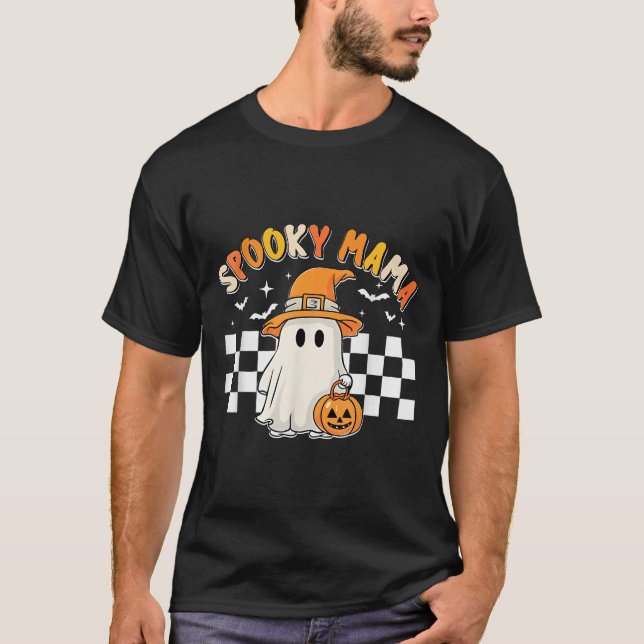 Groovy Boo One Spooky Mama Erstes Halloween Birthd T-Shirt (Vorderseite)