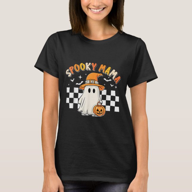 Groovy Boo One Spooky Mama Erstes Halloween Birthd T-Shirt (Vorderseite)