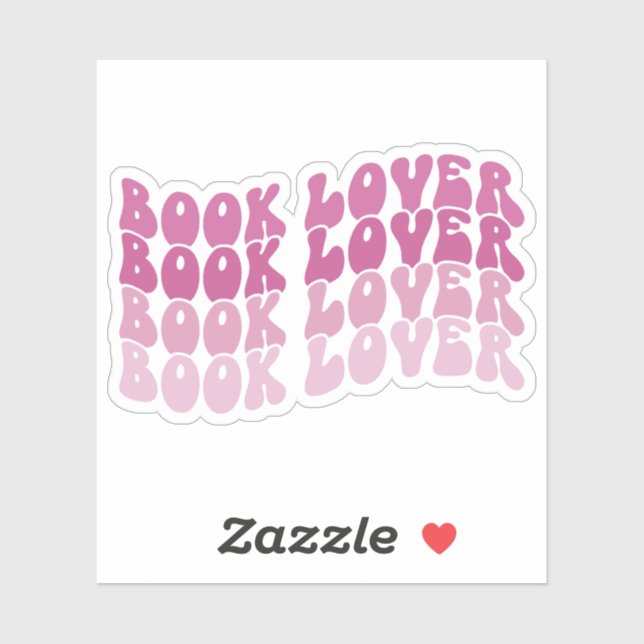 Groovy Book Lover Pink Multicolored Retro Vinyl Aufkleber (Blatt)