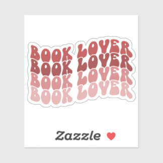 Groovy Book Lover Red Multicolored Retro Vinyl Aufkleber