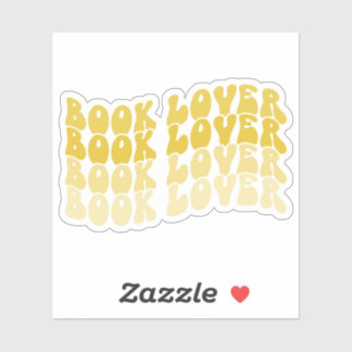 Groovy Book Lover Yellow Multicolored Retro Vinyl Aufkleber