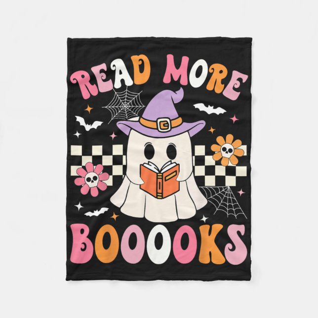 Groovy Booooks Ghost Read more Bücher Funny Teache Fleecedecke (Vorderseite)
