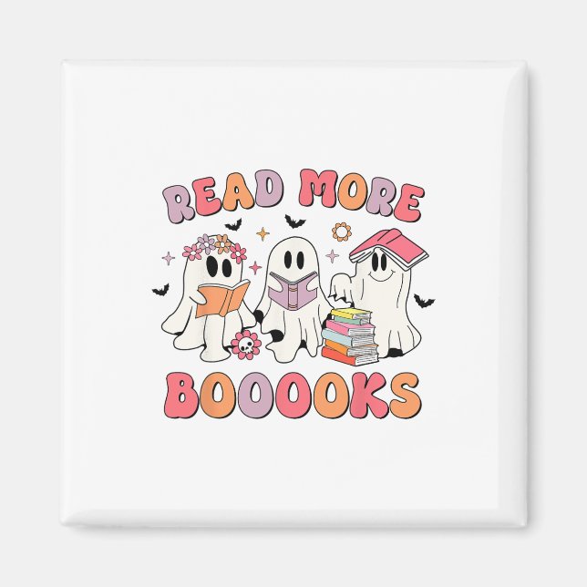 Groovy Booooks Ghost Read more Bücher Funny Teache Magnet (Vorne)